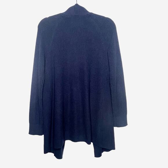 LOFT Outlet Ribbed Open Cardigan Sweater Classic Fit Navy Blue Sz Medium Petite - Picture 3 of 8
